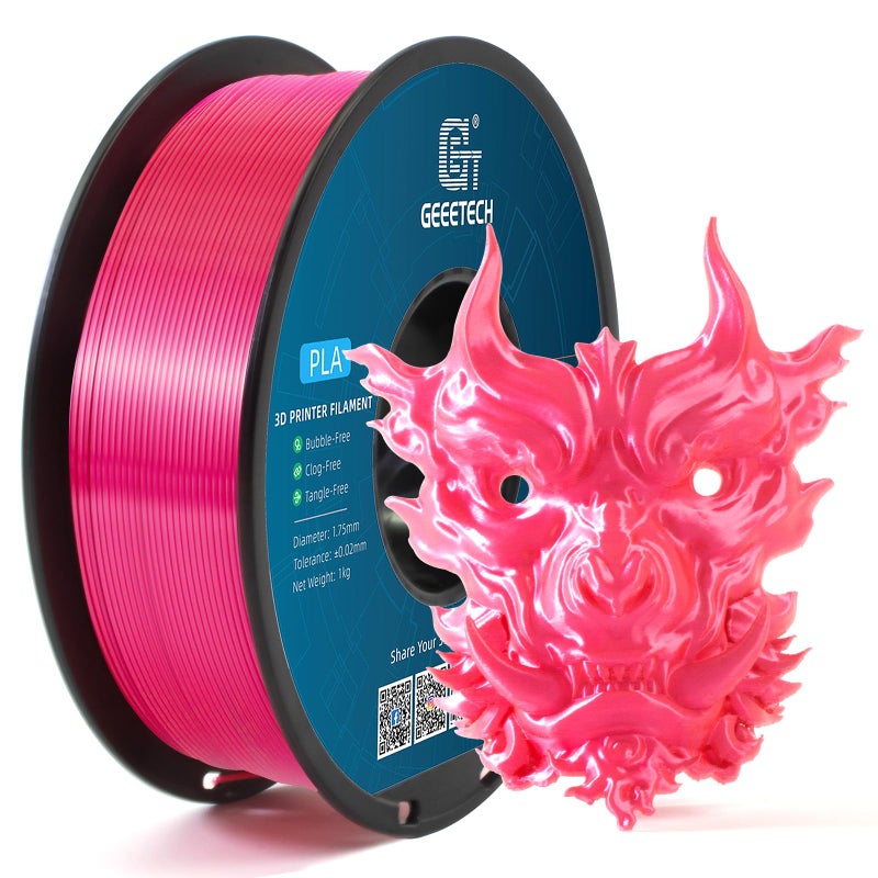 Geeetech Silk PLA Filament 1.75mm, Metal-Like Shiny Silk Rose Pink 3D Filament 1kg (2.2lbs) 1 Spool, Dimensional Accuracy +/- 0.02 mm, Fit Most FDM Printer (Magenta) - Image 2